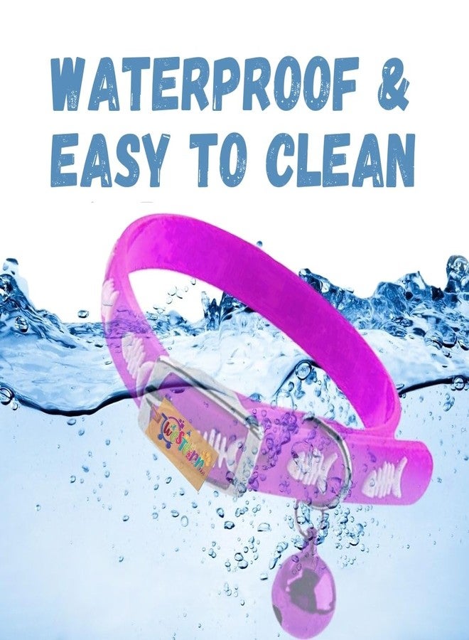 Western Era Multicolored Adjustable Rubber Silicone Cat Collar, Stylish Training Fusion, Redefining Feline Style, Rubber Cat Collar in a Vibrant Hued Silicone Cat Collar with Bell (Purple) - Image 2